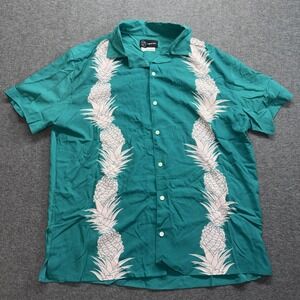 Original Use Men's Regular Fit Short Sleeve Button-Down Shirt -Green Large